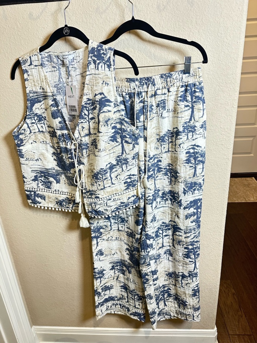 Next Era Cream and Blue Scenic Print Two-Piece Set